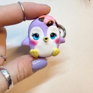 Kawaii Penguin Keychain: Polymer Clay Frostling Charm