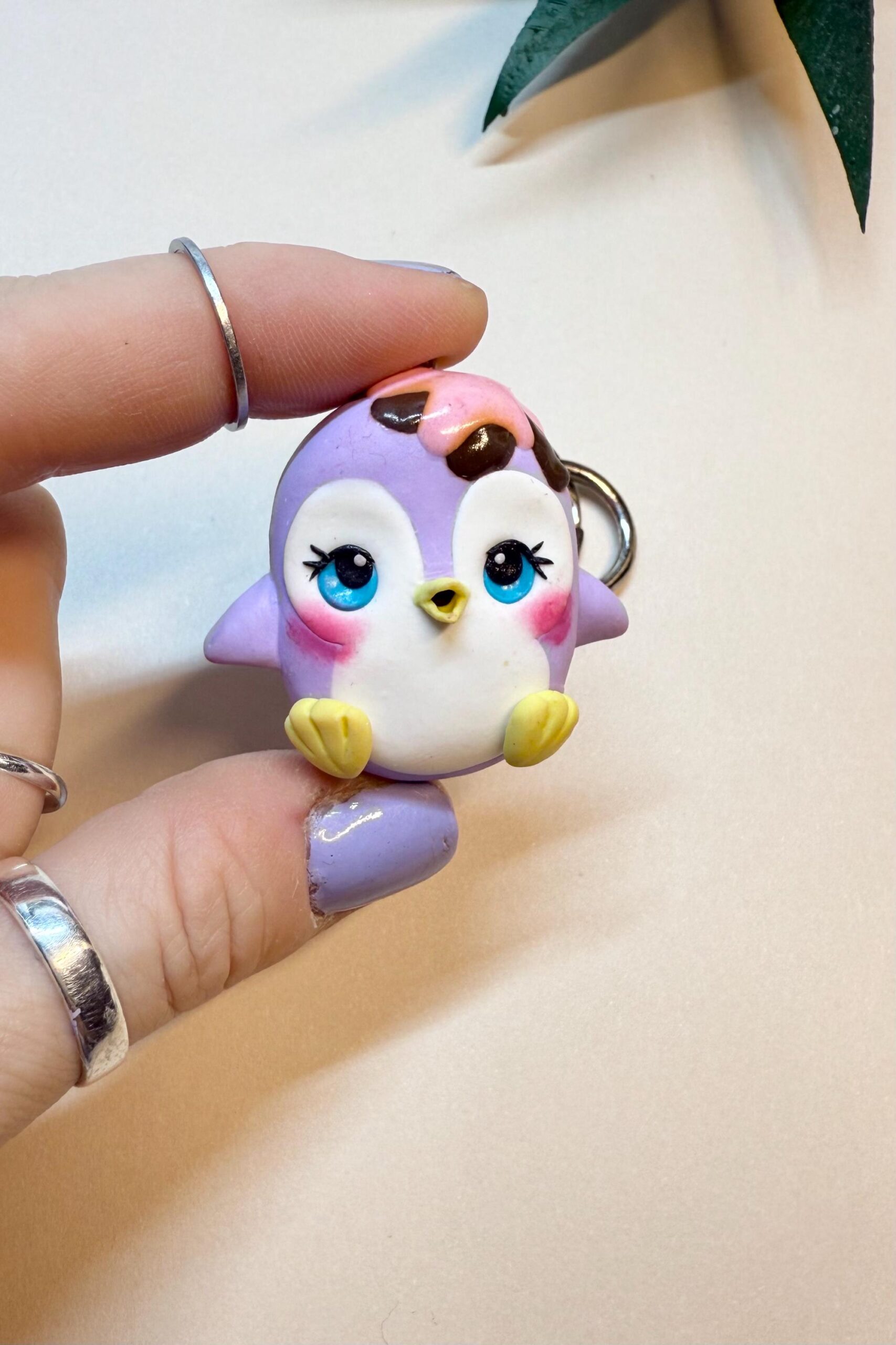 Kawaii Penguin Keychain: Polymer Clay Frostling Charm