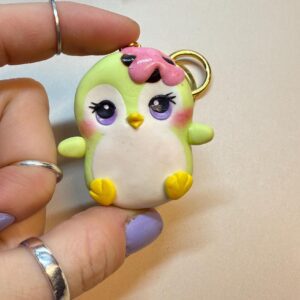 Handmade Polymer Clay Penguin Keychain: Collectible Frostlings Series Kawaii Pastel Animal Charm