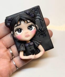 Alternative view of Handmade Gothic Girl Magnet – Polymer Clay Halloween Decor