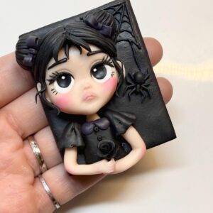 Alternative view of Handmade Gothic Girl Magnet – Polymer Clay Halloween Decor