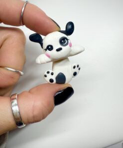 Handmade Polymer Clay Dog Phone Charm: Collectible Puppy with Eye Spot
