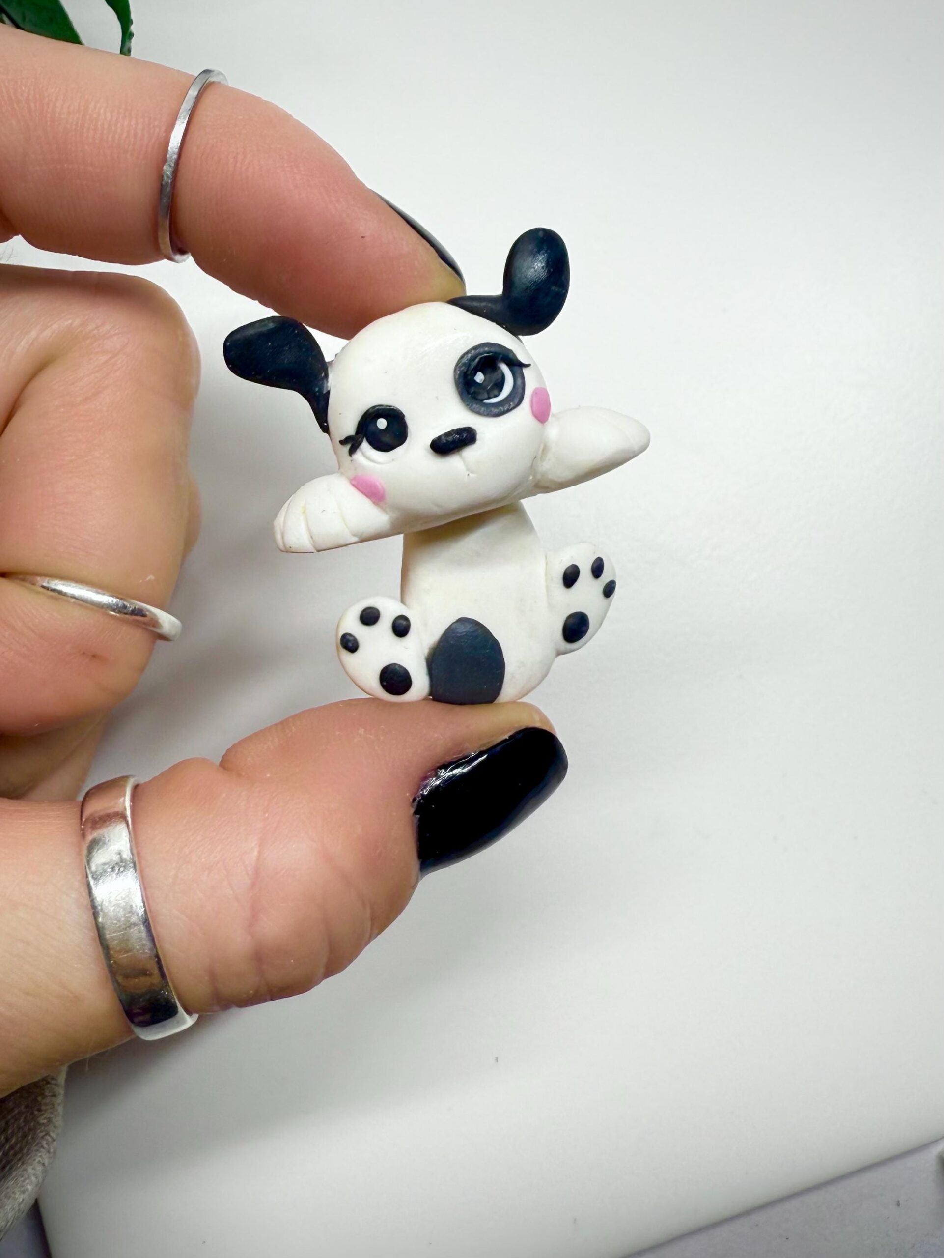 Handmade Polymer Clay Dog Phone Charm: Collectible Puppy with Eye Spot
