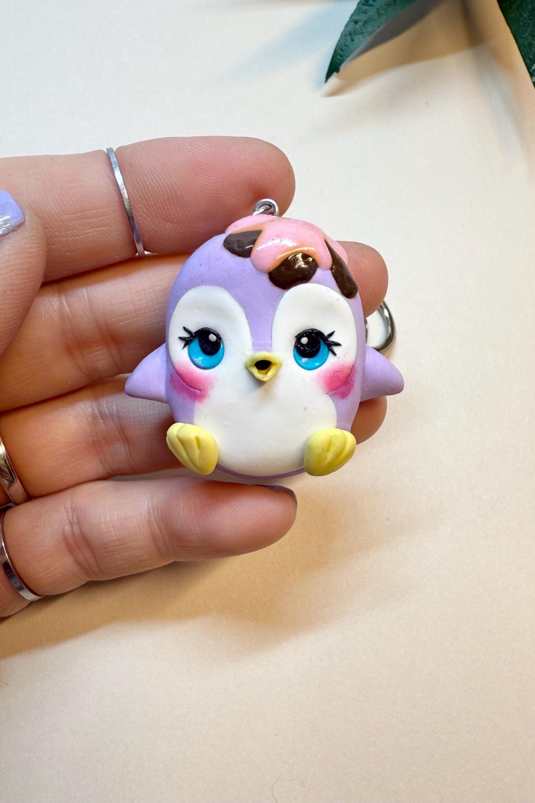 Kawaii Penguin Keychain: Polymer Clay Frostling Charm - Image 3