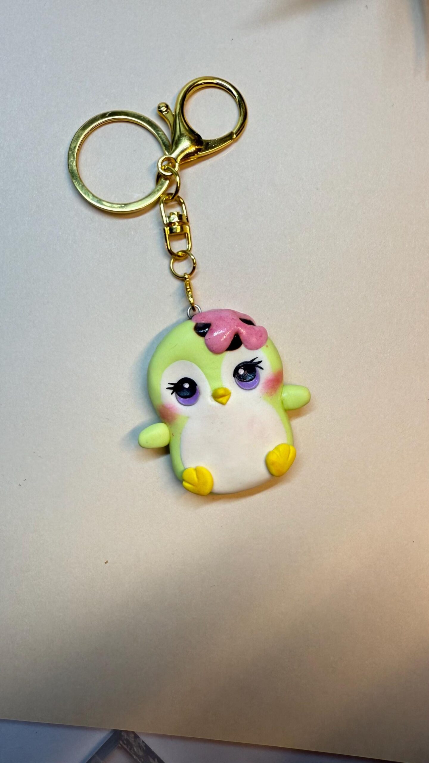 Handmade Polymer Clay Penguin Keychain: Collectible Frostlings Series Kawaii Pastel Animal Charm - Image 9