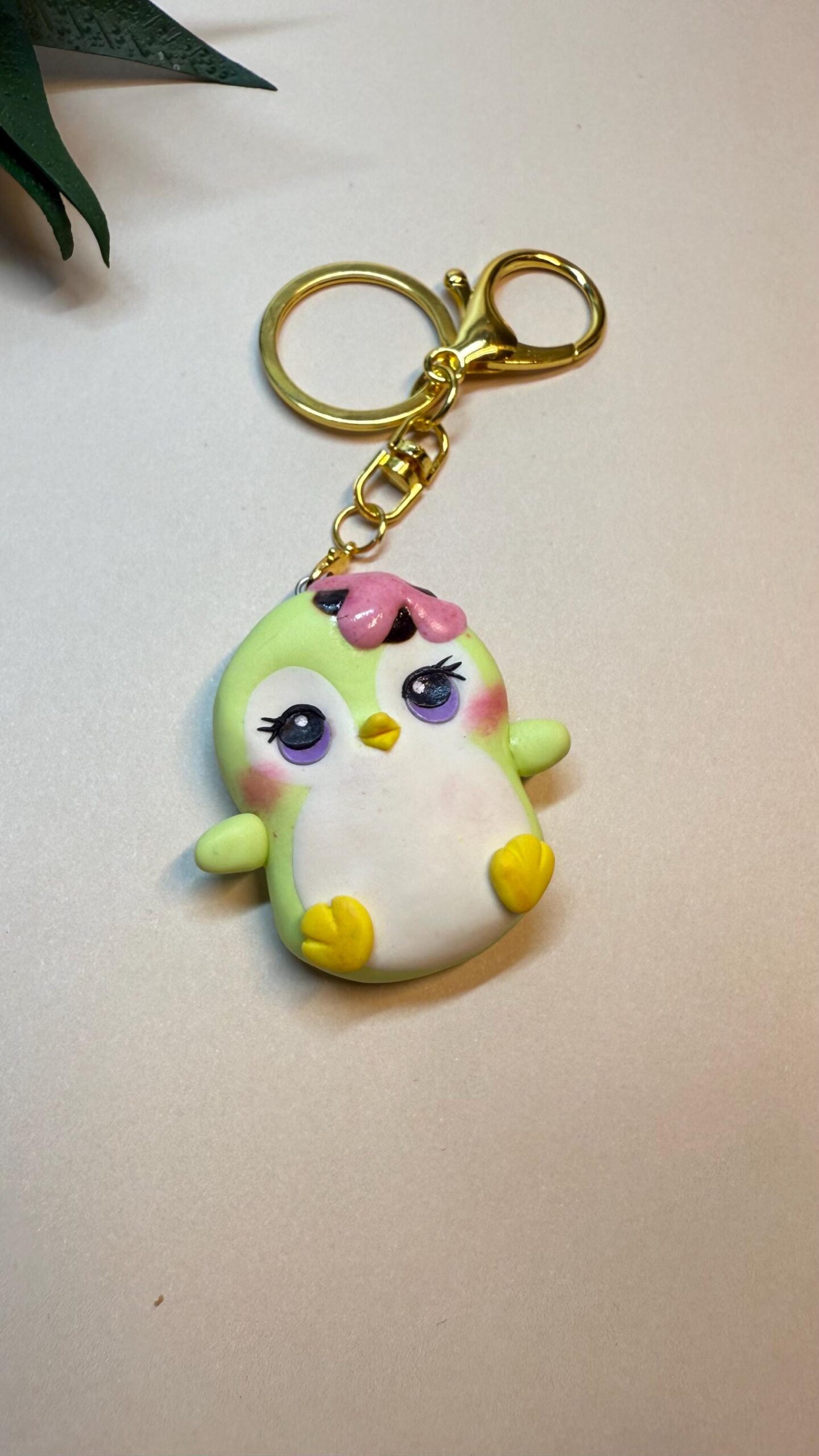 Handmade Polymer Clay Penguin Keychain: Collectible Frostlings Series Kawaii Pastel Animal Charm - Image 3