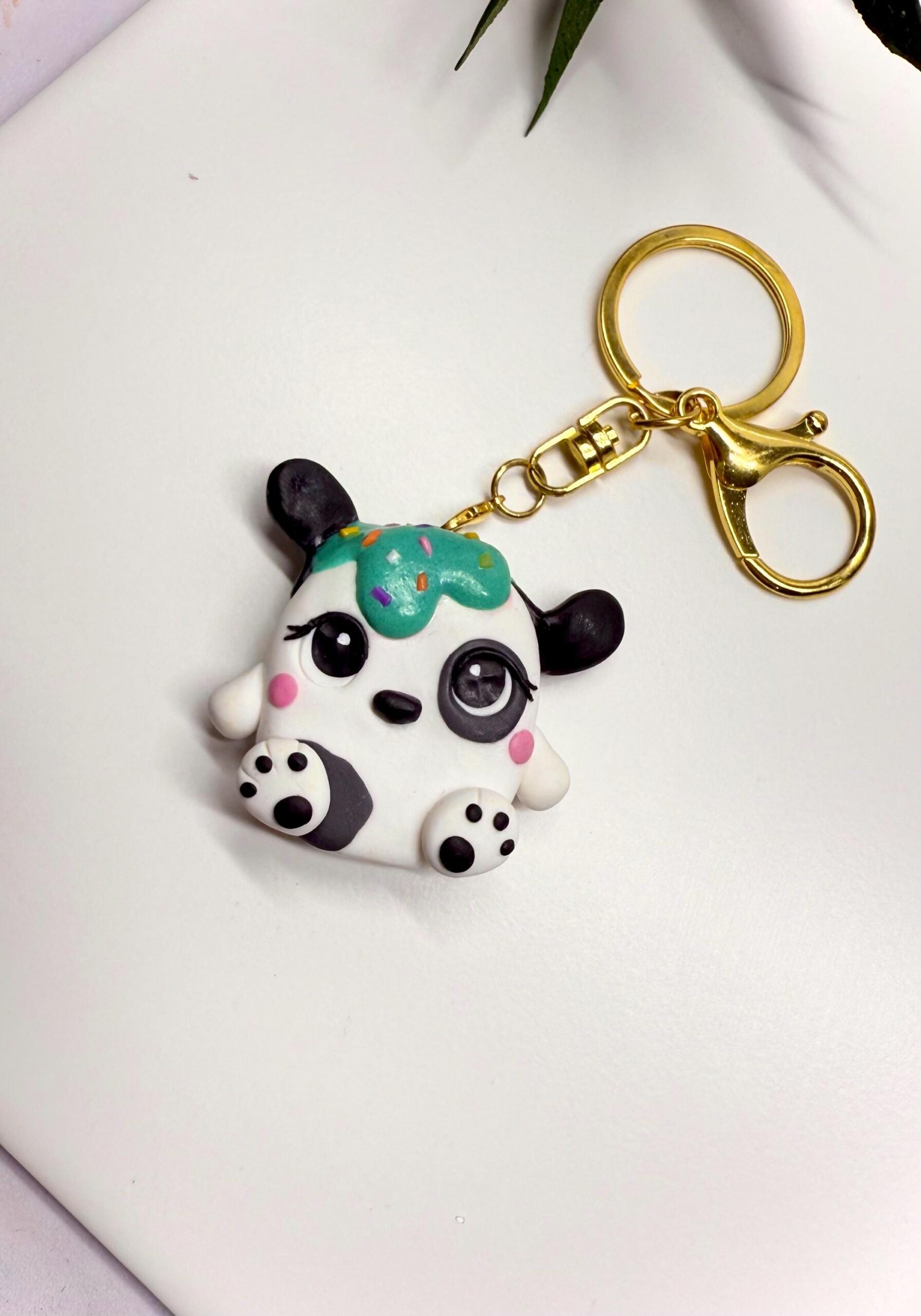 Polymer Clay Dog Keychain – Handmade Frostling Teddy Charm - Image 7