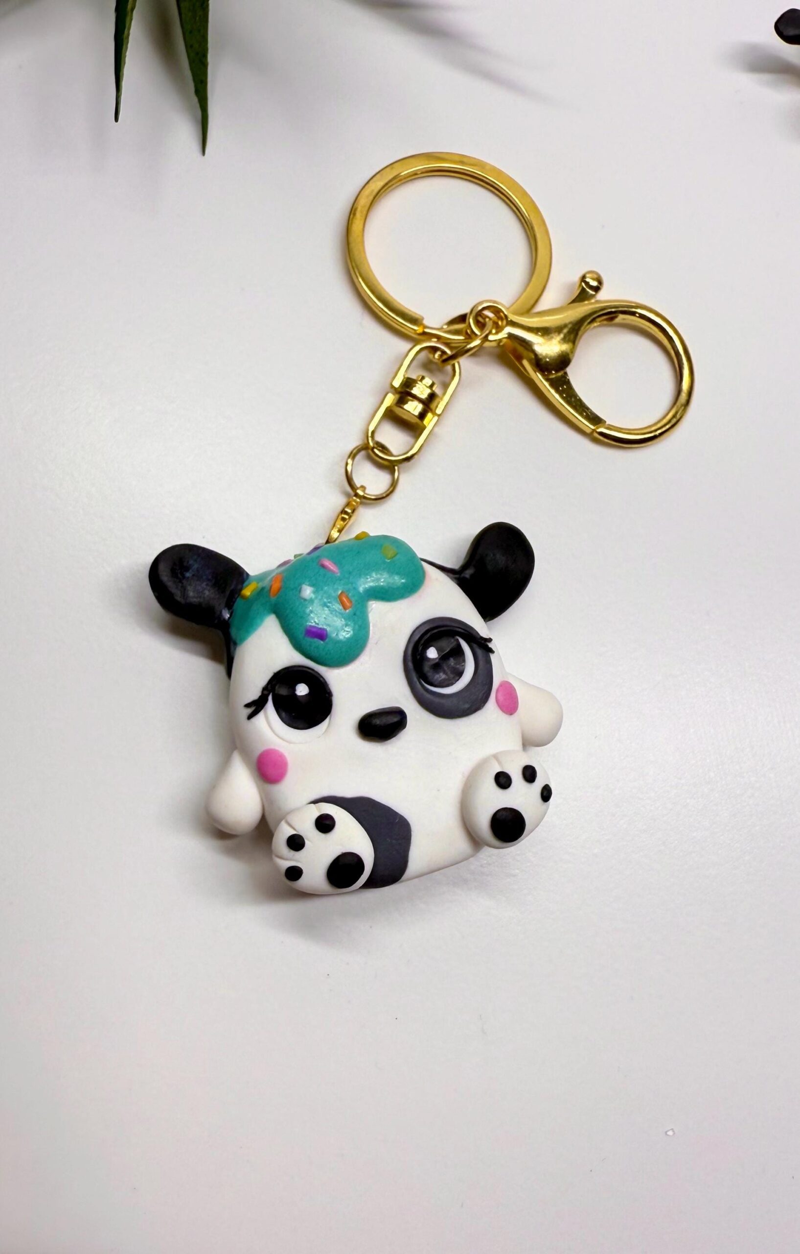 Polymer Clay Dog Keychain – Handmade Frostling Teddy Charm - Image 5