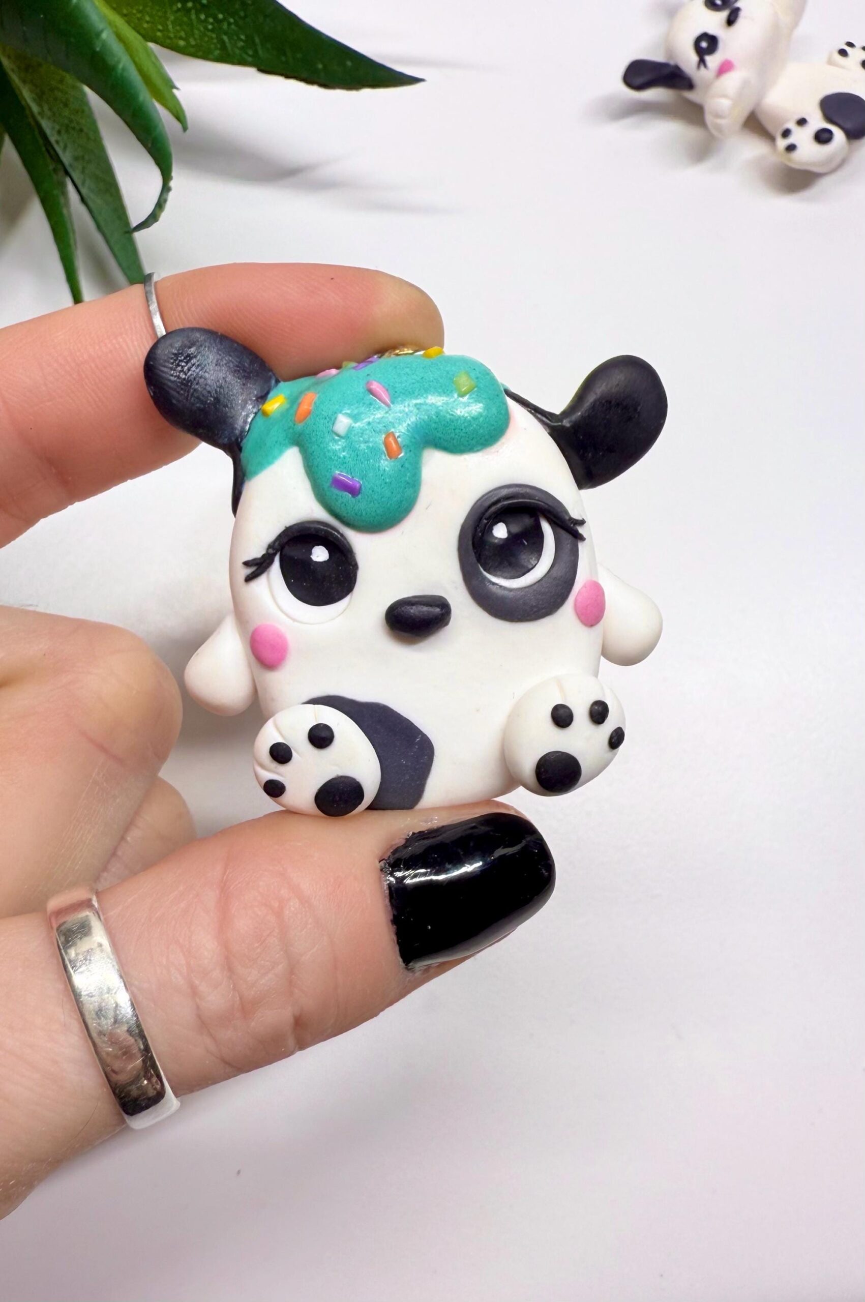 Polymer Clay Dog Keychain – Handmade Frostling Teddy Charm