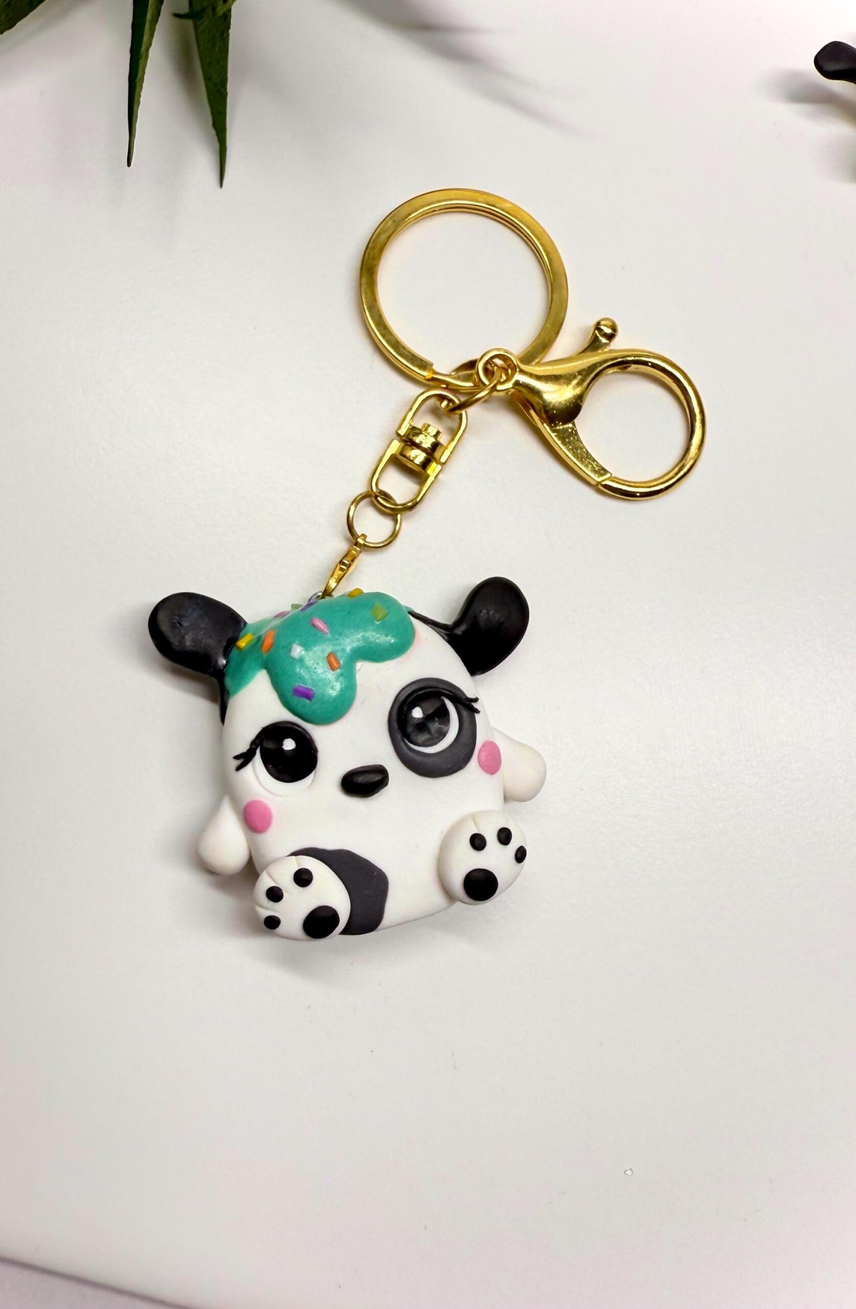 Polymer Clay Dog Keychain – Handmade Frostling Teddy Charm - Image 9
