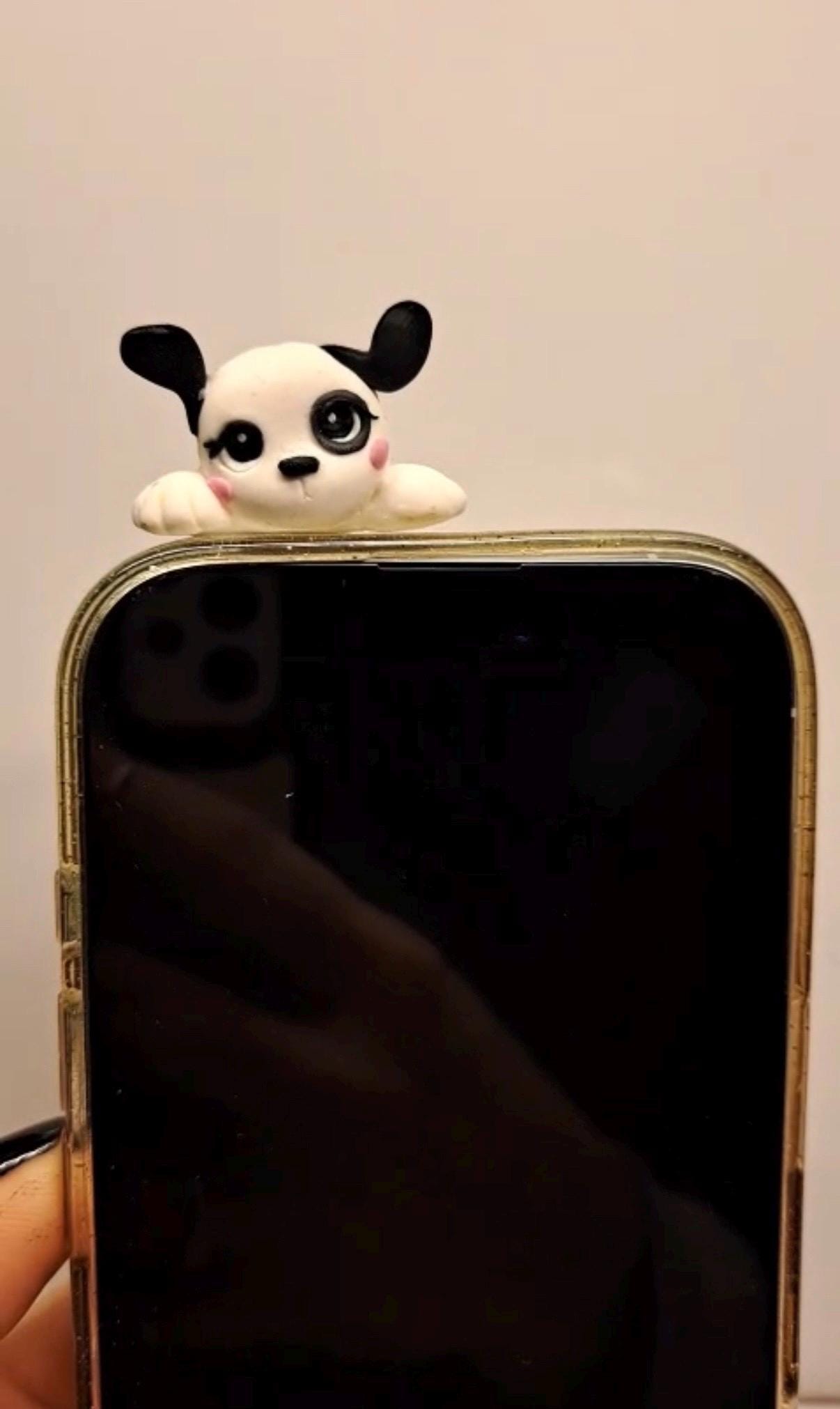 Handmade Polymer Clay Dog Phone Charm: Collectible Puppy with Eye Spot - Image 10
