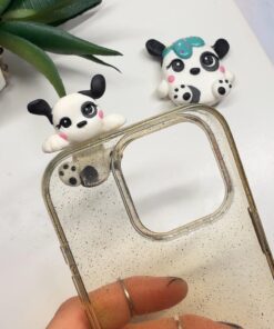 Alternative view of Handmade Polymer Clay Dog Phone Charm: Collectible Puppy with Eye Spot