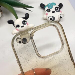Alternative view of Handmade Polymer Clay Dog Phone Charm: Collectible Puppy with Eye Spot