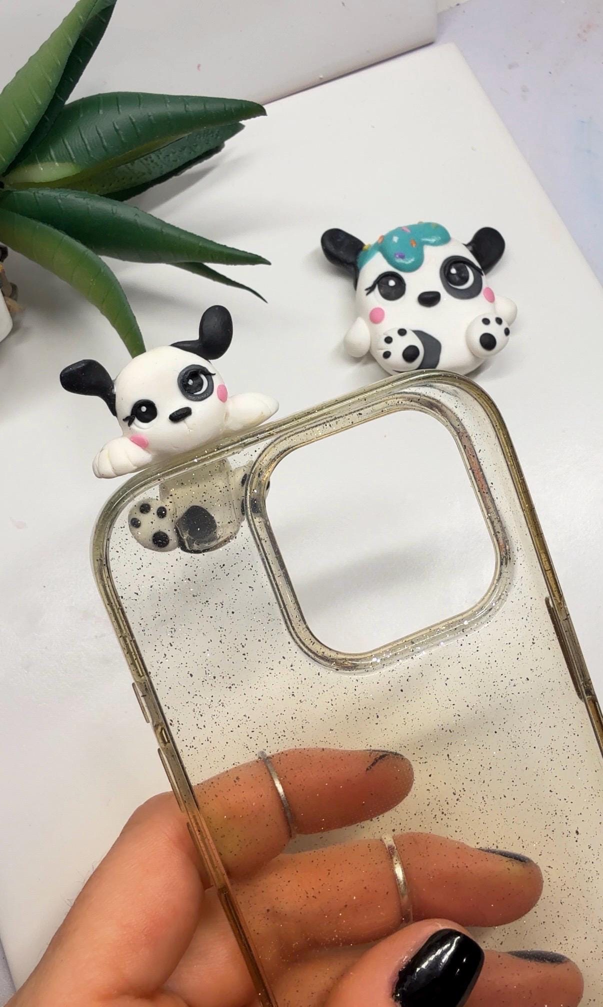 Handmade Polymer Clay Dog Phone Charm: Collectible Puppy with Eye Spot - Image 2