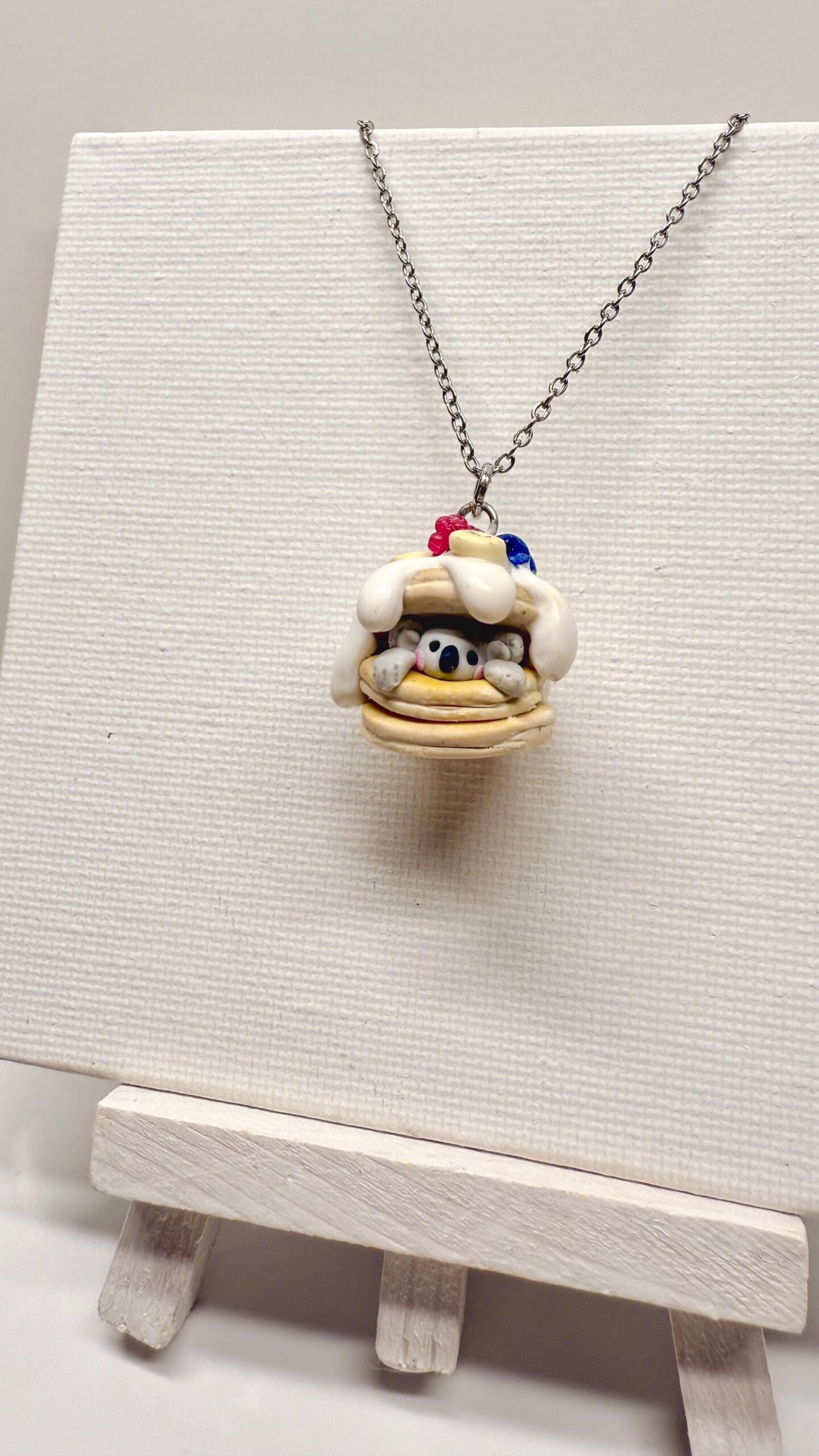 Koala Pancake Necklace, Handmade Polymer Clay Charm - Image 9