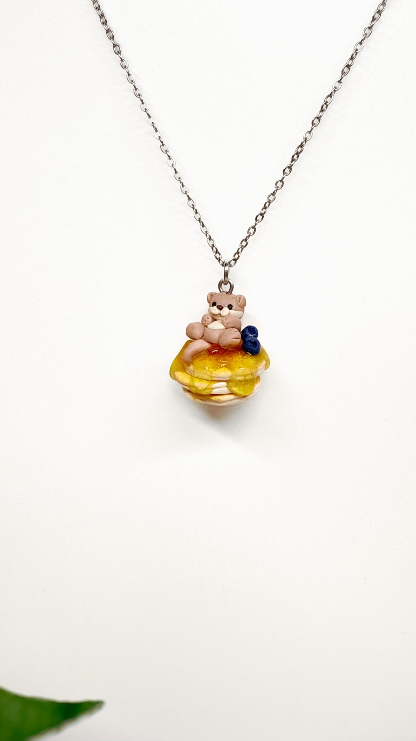Kawaii Otter Pancake Charm or Necklace, Polymer Clay Food Jewelry - Image 5