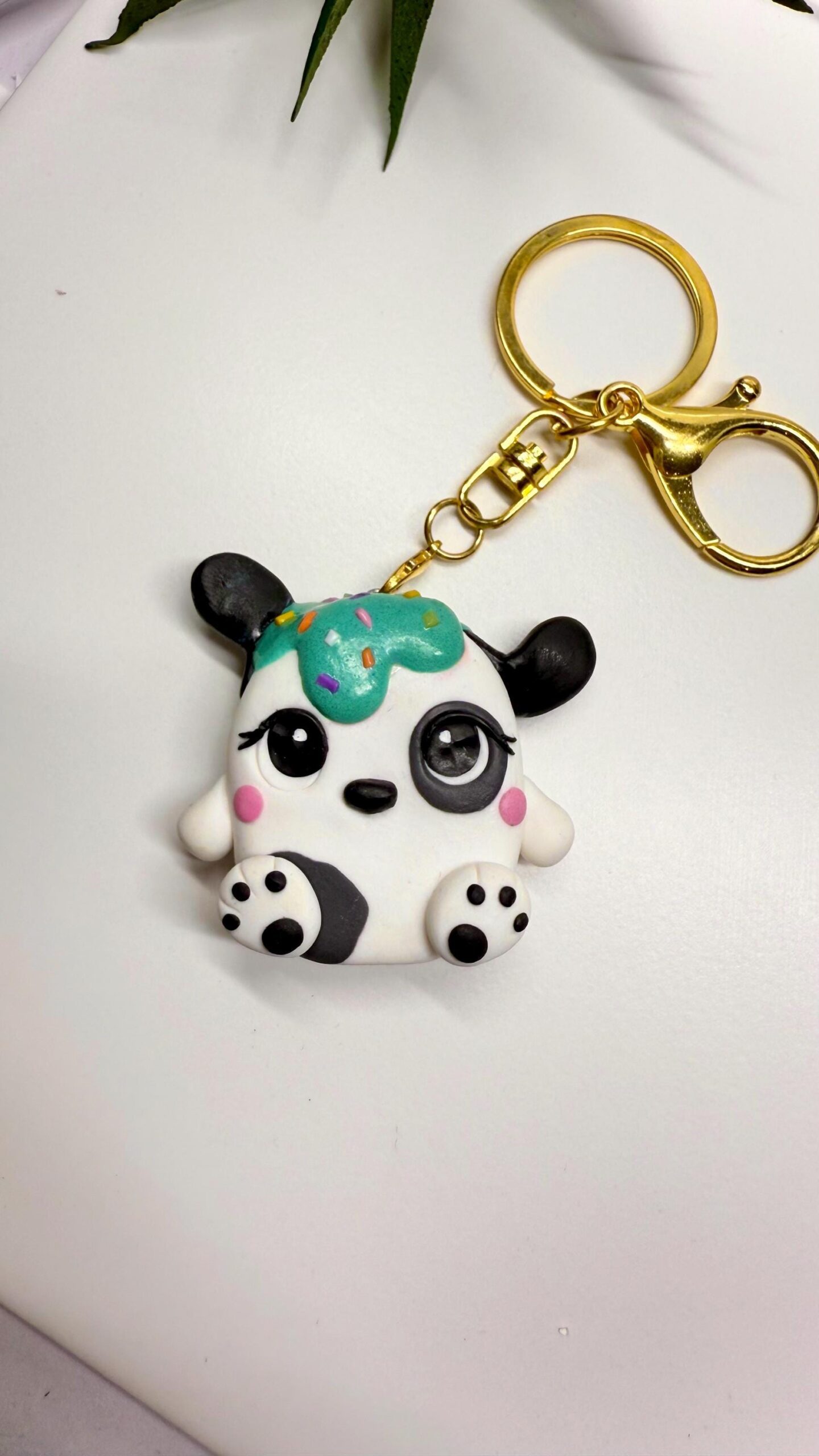 Polymer Clay Dog Keychain – Handmade Frostling Teddy Charm - Image 8