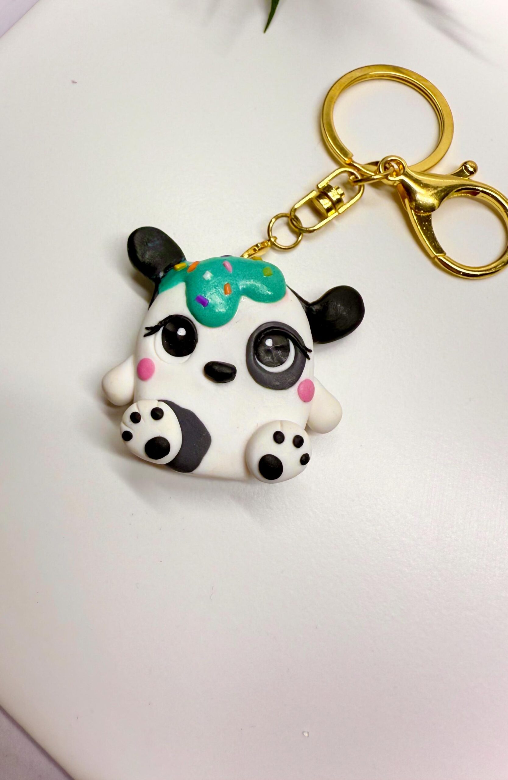 Polymer Clay Dog Keychain – Handmade Frostling Teddy Charm - Image 11