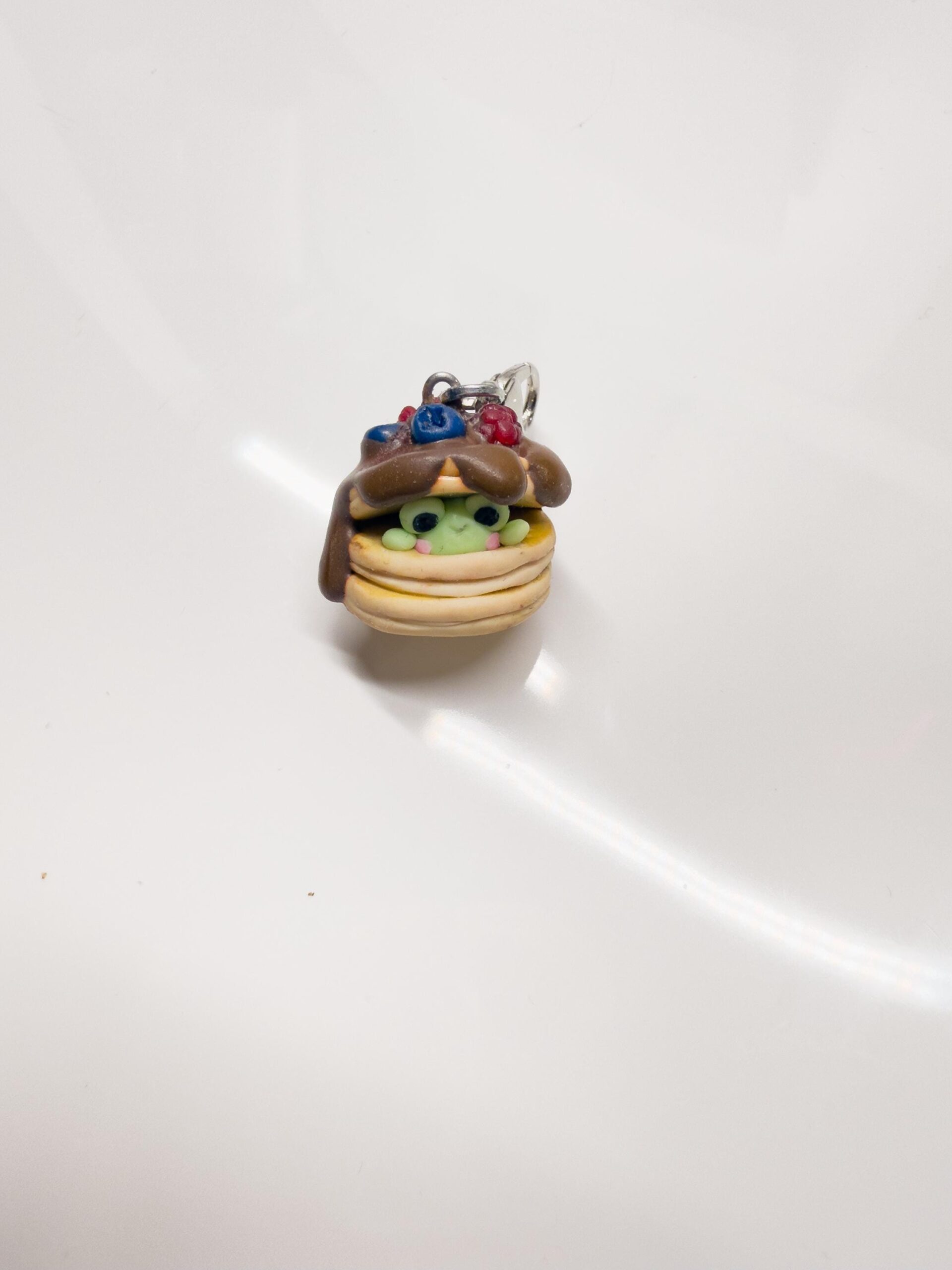 Frog Pancake Polymer Clay Necklace or Charm, Kawaii Food Jewelry - Image 9