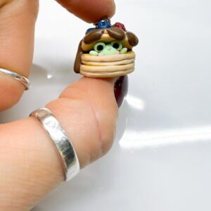 Frog Pancake Polymer Clay Necklace or Charm, Kawaii Food Jewelry