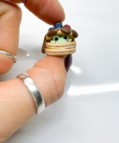 Frog Pancake Polymer Clay Necklace or Charm, Kawaii Food Jewelry