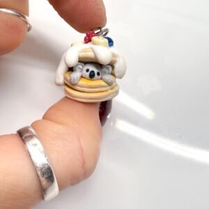 Koala Pancake Necklace, Handmade Polymer Clay Charm