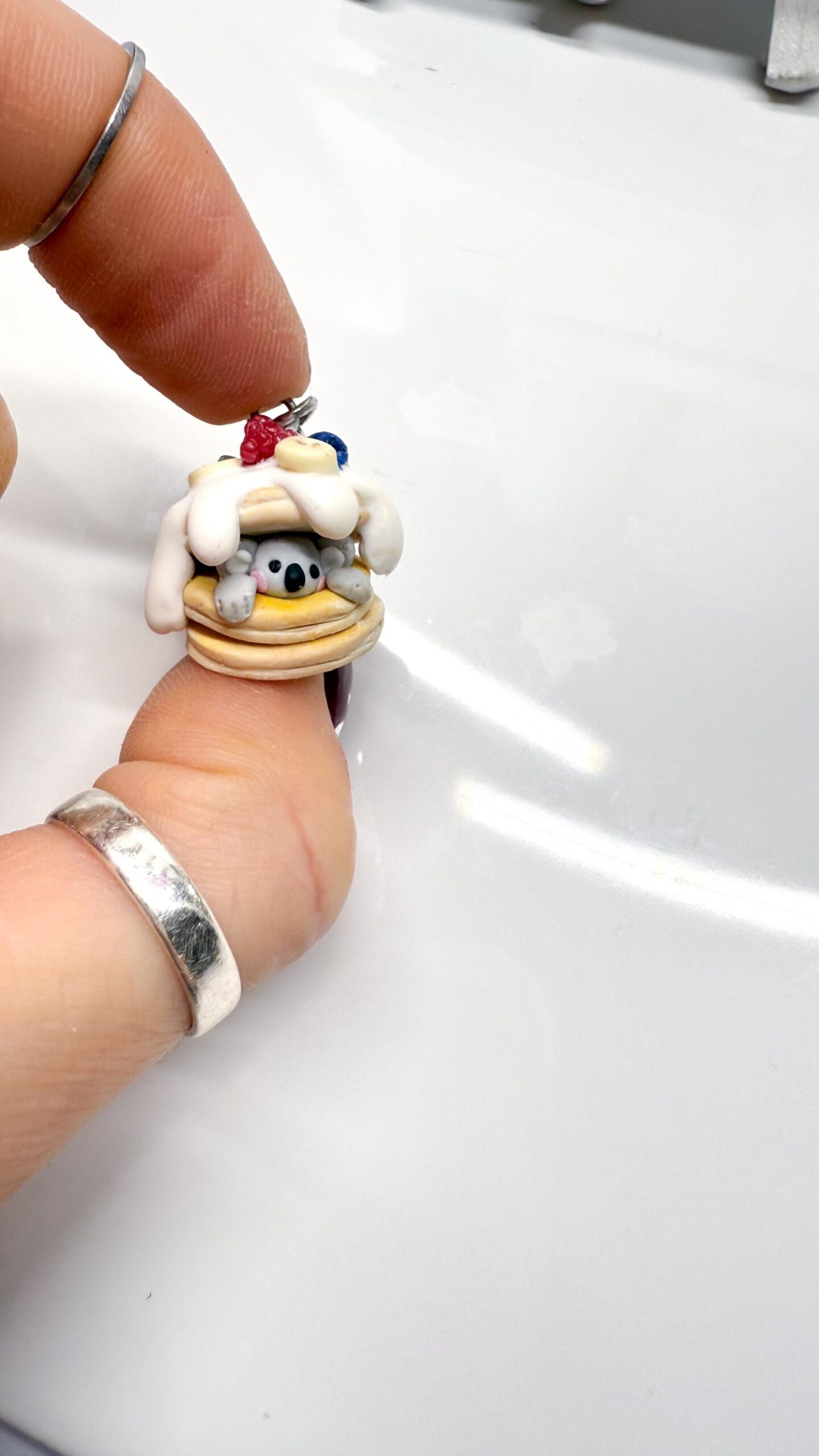 Koala Pancake Necklace, Handmade Polymer Clay Charm - Image 8