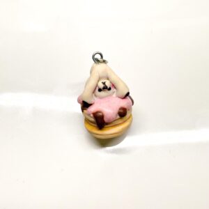Alternative view of Handmade Bear on Pancakes Necklace – Polymer Clay Kawaii Food Charm
