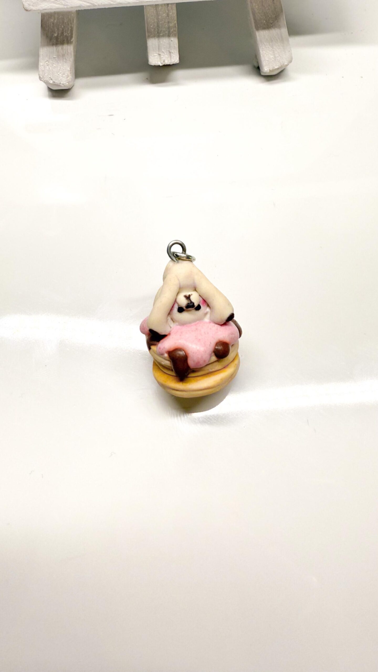 Handmade Bear on Pancakes Necklace – Polymer Clay Kawaii Food Charm - Image 2