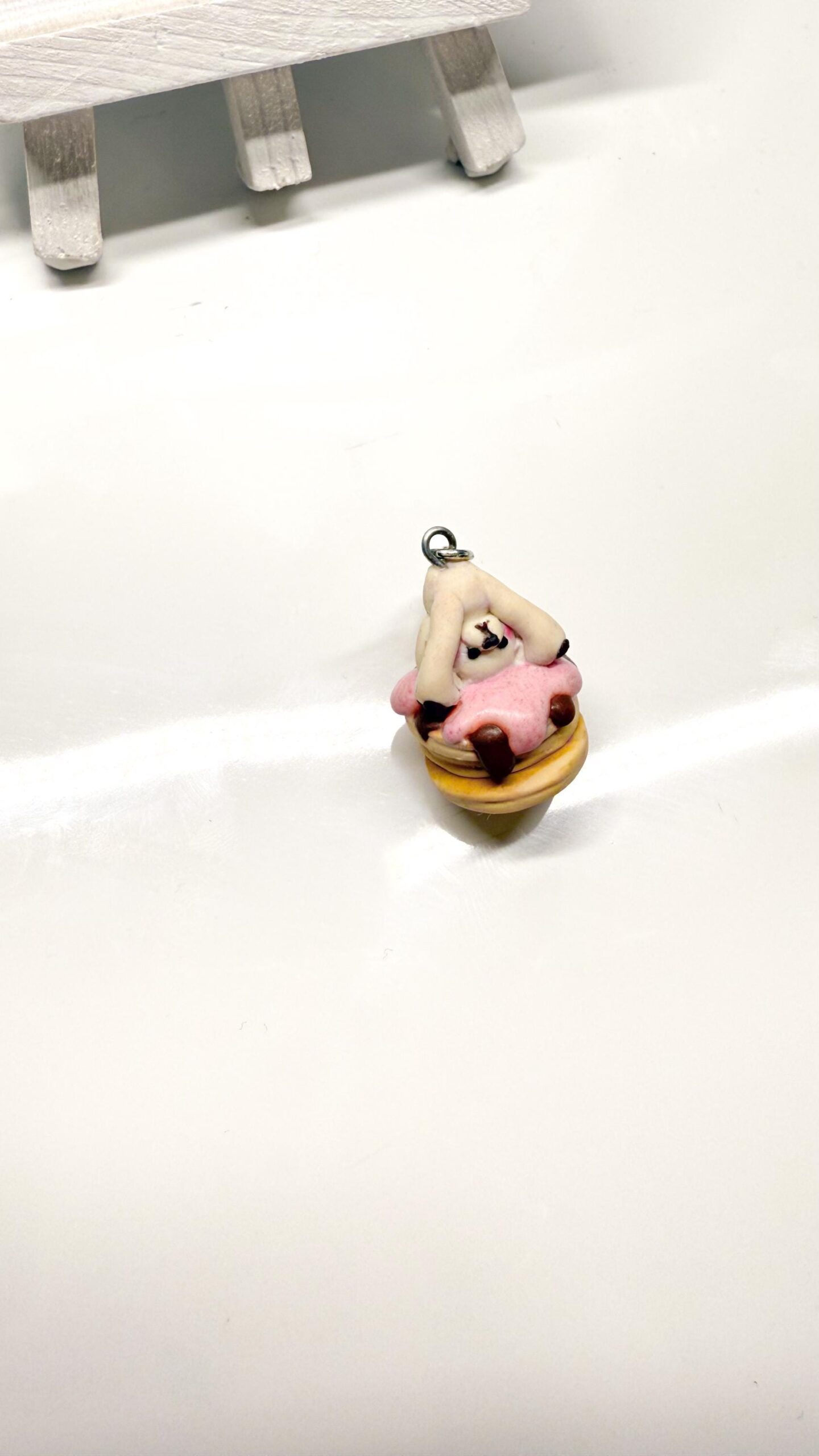 Handmade Bear on Pancakes Necklace – Polymer Clay Kawaii Food Charm - Image 4