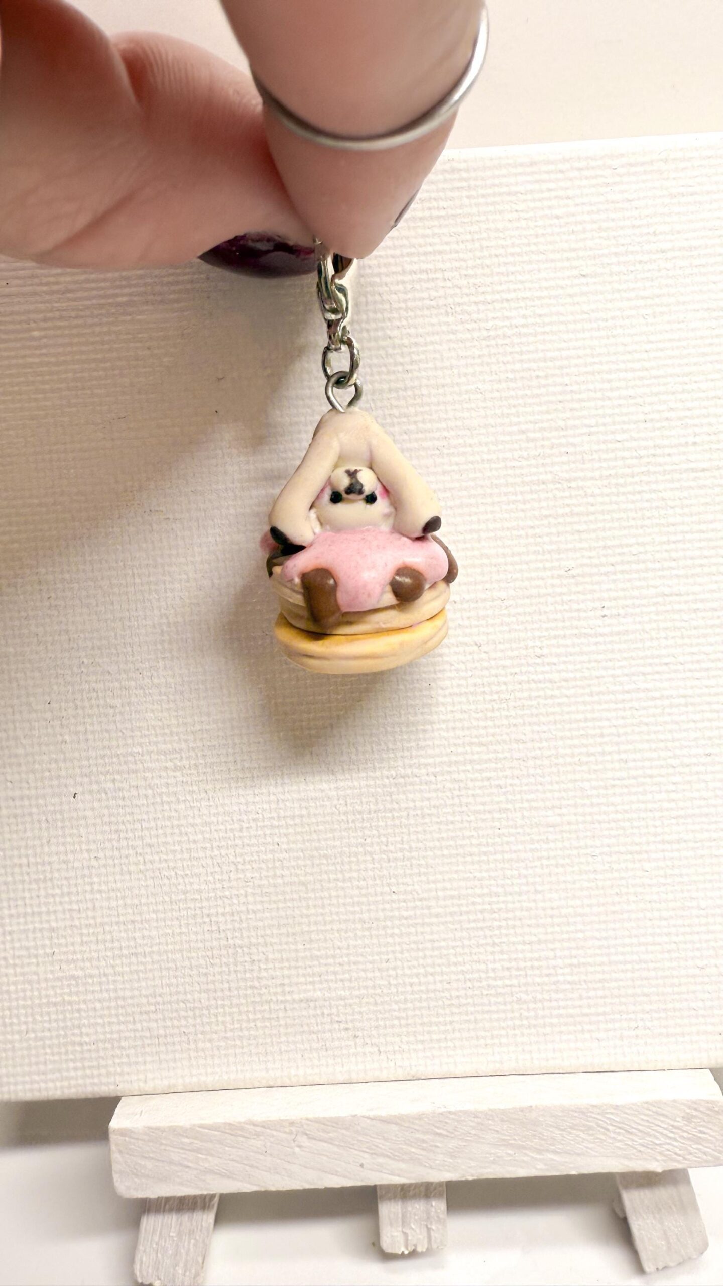 Handmade Bear on Pancakes Necklace – Polymer Clay Kawaii Food Charm - Image 17