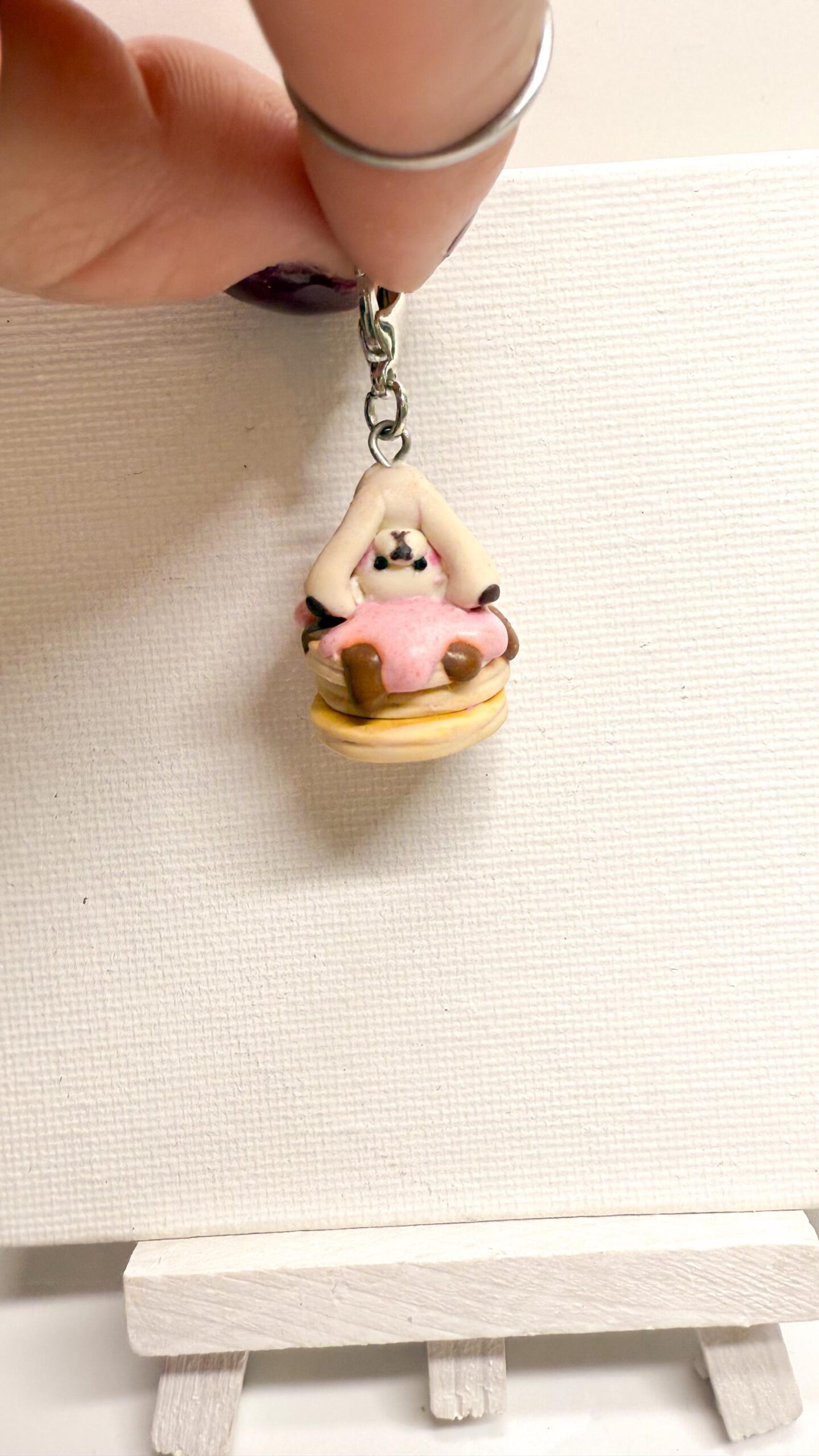 Handmade Bear on Pancakes Necklace – Polymer Clay Kawaii Food Charm - Image 15