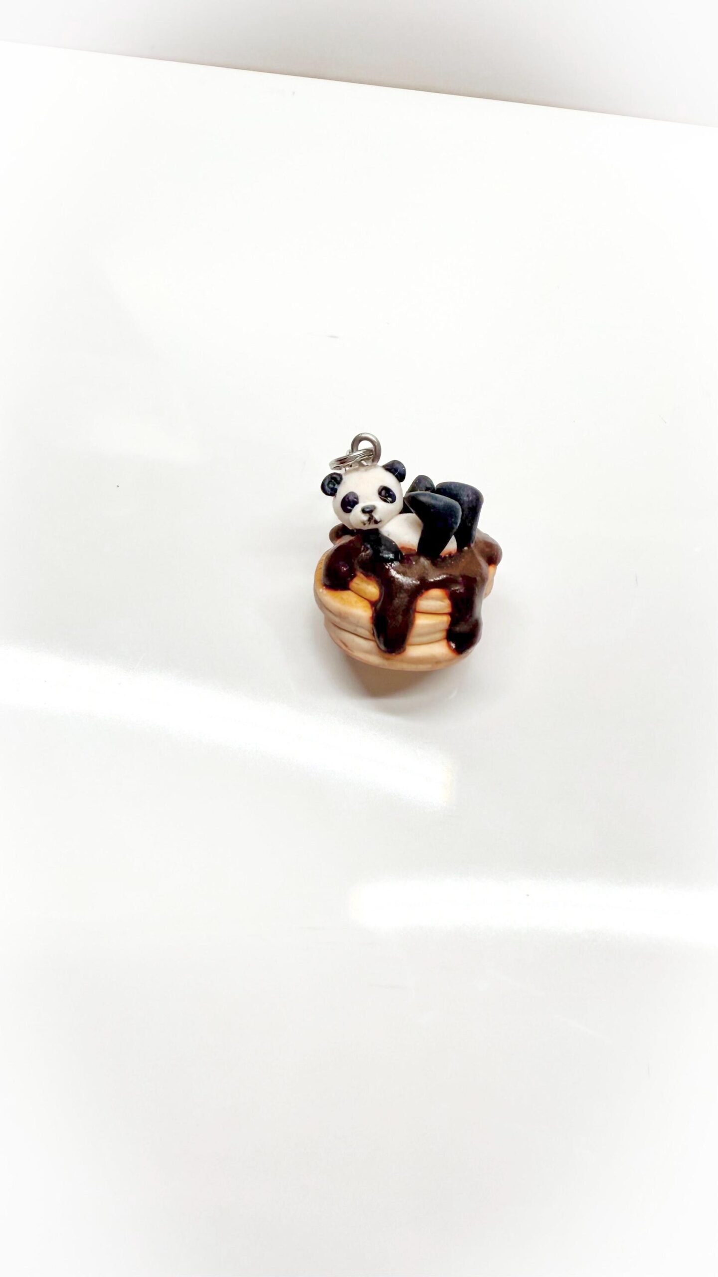 Panda on Pancakes Charm or Necklace, Polymer Clay Animal Jewelry - Image 11
