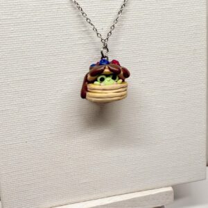 Alternative view of Frog Pancake Polymer Clay Necklace or Charm, Kawaii Food Jewelry