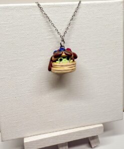 Alternative view of Frog Pancake Polymer Clay Necklace or Charm, Kawaii Food Jewelry