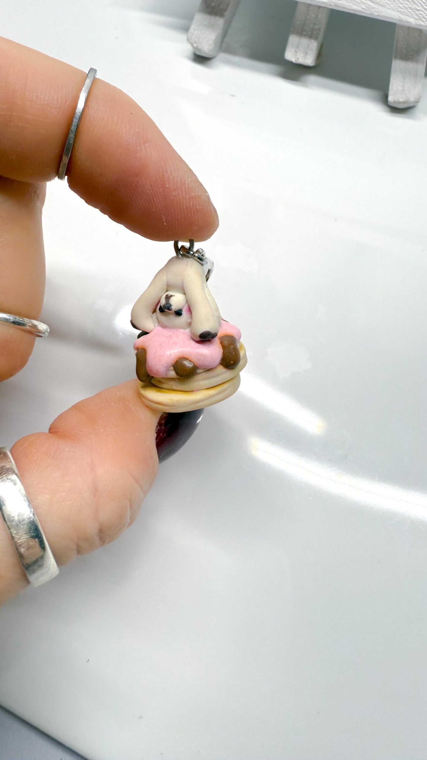 Handmade Bear on Pancakes Necklace – Polymer Clay Kawaii Food Charm - Image 14