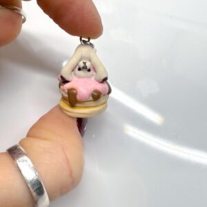 Handmade Bear on Pancakes Necklace – Polymer Clay Kawaii Food Charm