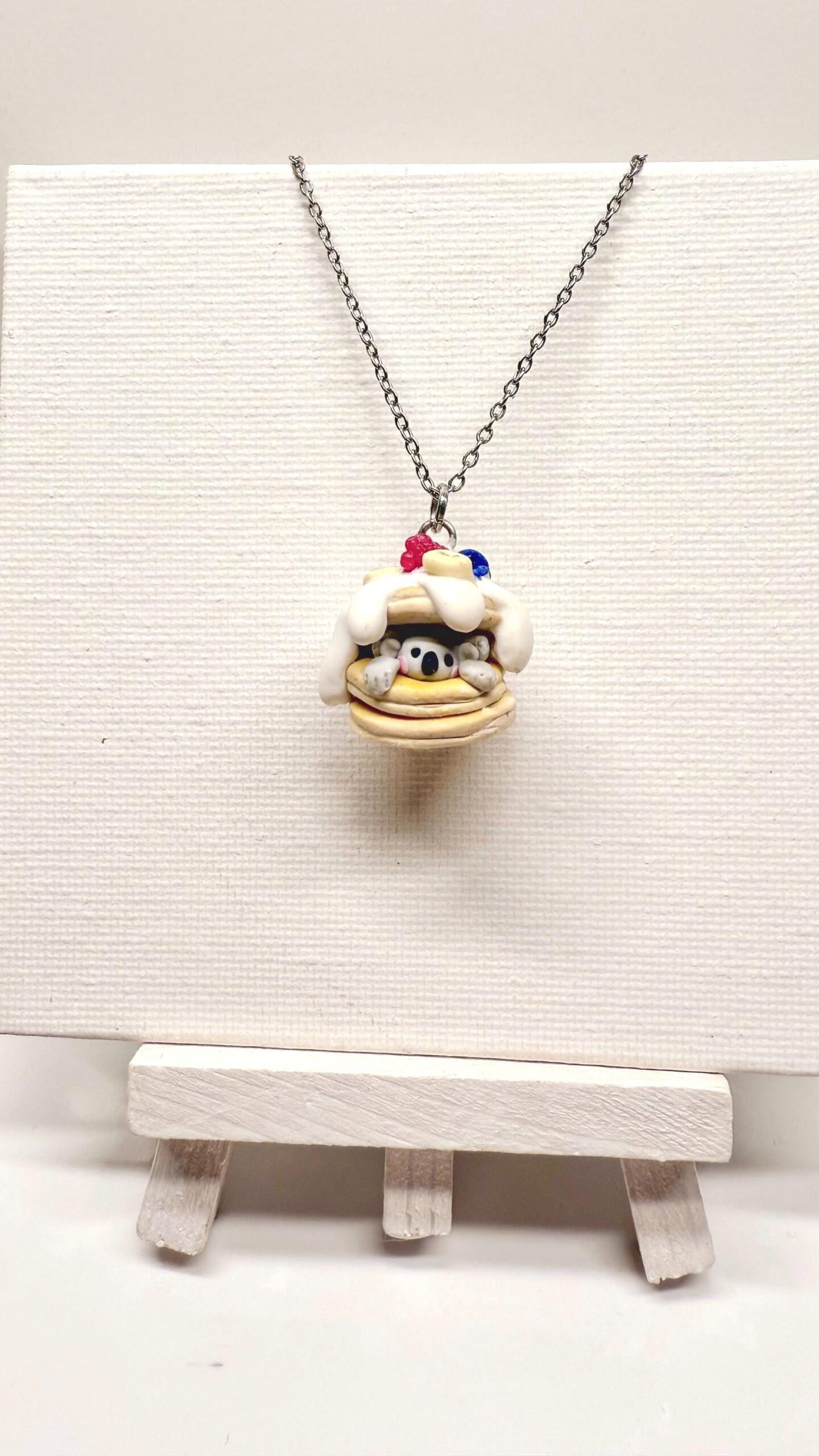 Koala Pancake Necklace, Handmade Polymer Clay Charm - Image 6