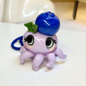 Handmade Blueberry Octopus Keychain, Polymer Clay Bag Charm