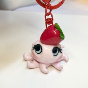Strawberry Octopus Keychain – Fruit Octopus Polymer Clay Bag Charm