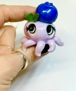 Alternative view of Handmade Blueberry Octopus Keychain, Polymer Clay Bag Charm