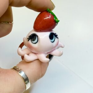 Alternative view of Strawberry Octopus Keychain – Fruit Octopus Polymer Clay Bag Charm
