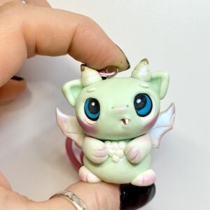 Alternative view of Dragon Monster Keychain – Polymer Clay Creature Bag Charm