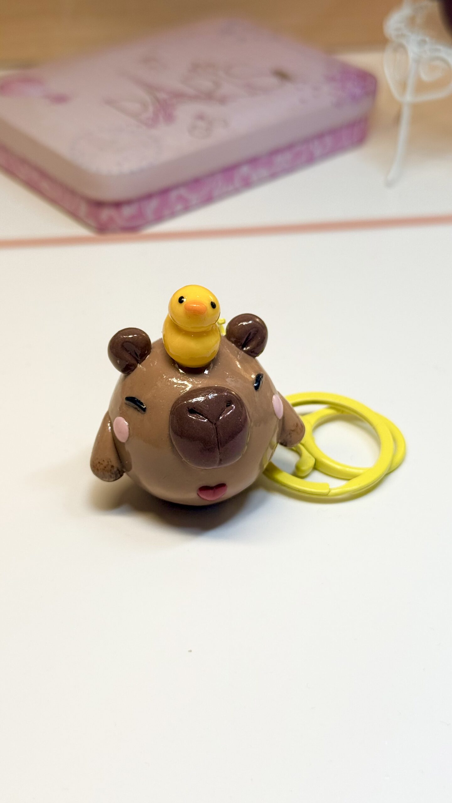 Capybara Chubblet with Duck – Polymer Clay Collectible Charm - Image 6