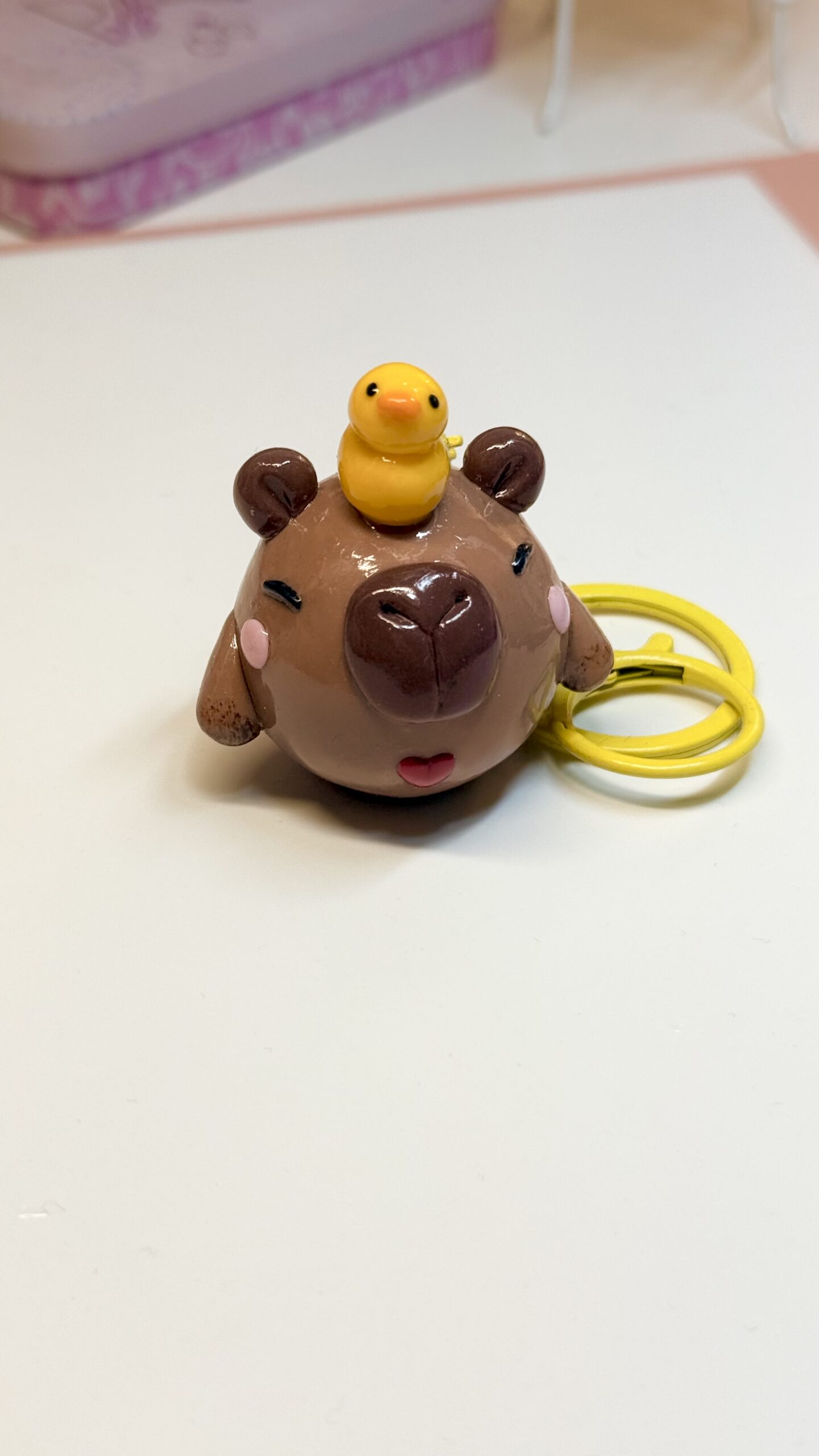 Capybara Chubblet with Duck – Polymer Clay Collectible Charm - Image 3