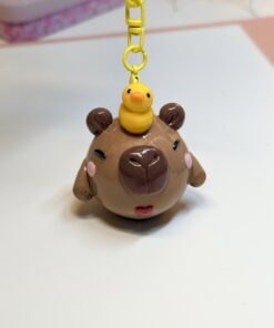Alternative view of Capybara Chubblet with Duck – Polymer Clay Collectible Charm