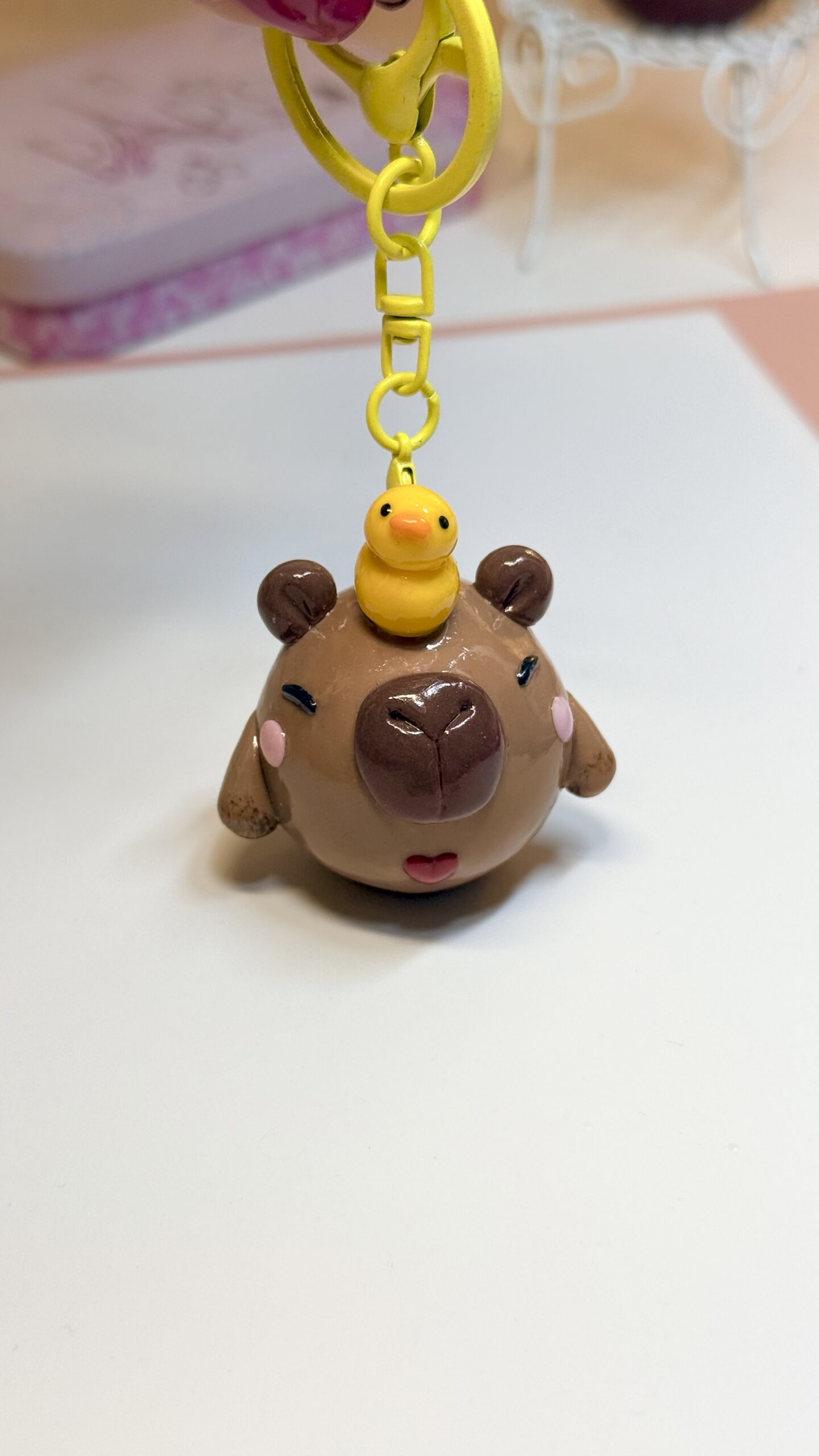 Capybara Chubblet with Duck – Polymer Clay Collectible Charm - Image 2