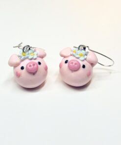 Alternative view of Lady Oinksworth – Pig Chubblet Polymer Clay Earrings