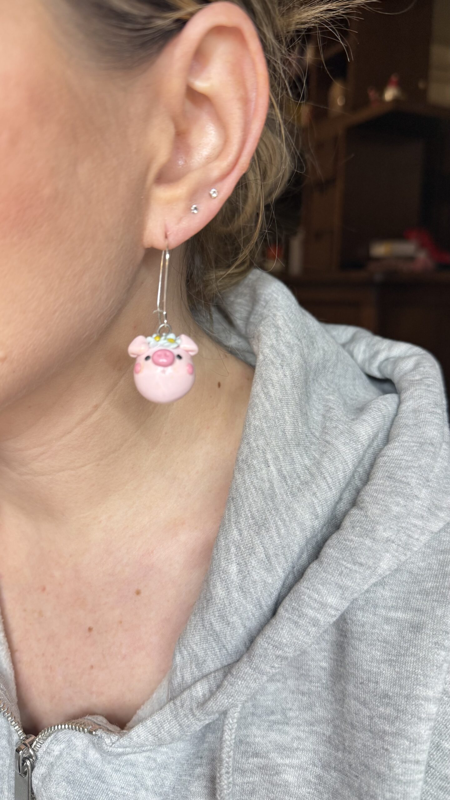 Lady Oinksworth – Pig Chubblet Polymer Clay Earrings - Image 6