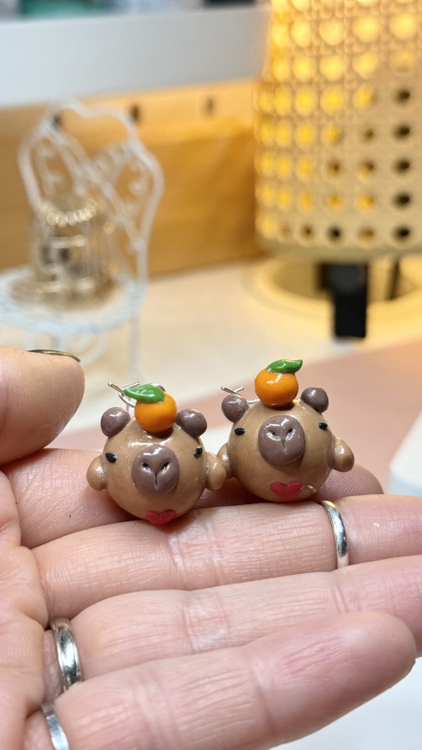 Duchess Capybarrow – Capybara Chubblet Polymer Clay Earrings - Image 3